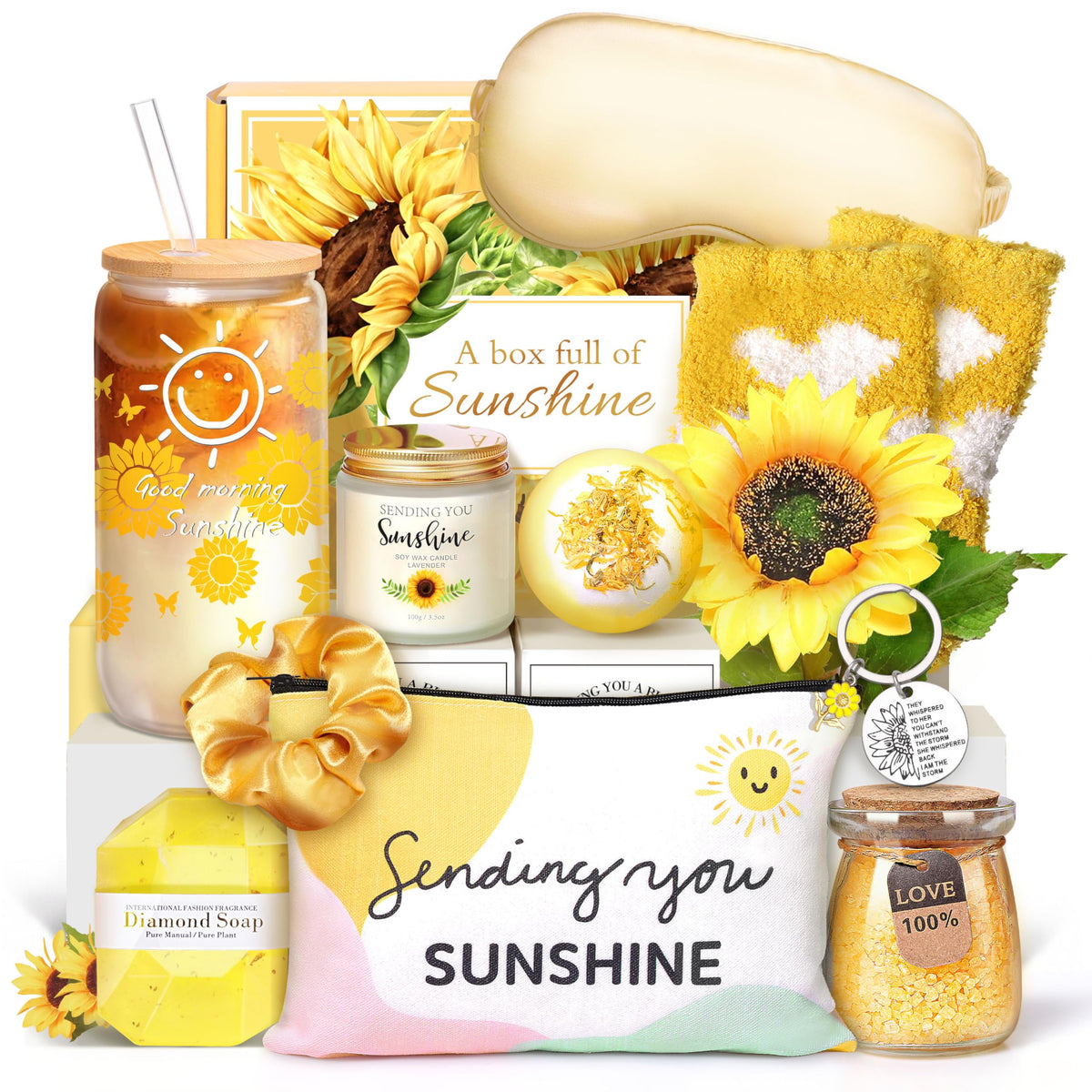 12PCS Sunflower Gifts for Women Get Well Soon Gifts for Women Sending Sunshine GiftBirthday Gifts for Women Unique Gifts for Mom Sister Teacher Friends Bestie Bff  Inspirational Gifts for Women